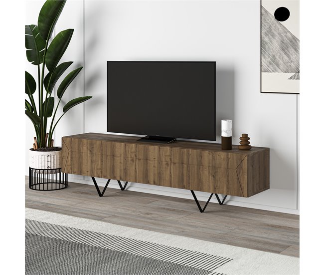 Móvel de tv GIACOMO 3 portas 160 cm Castanho