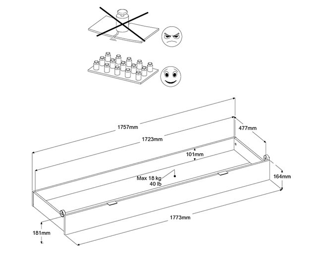 Gaveta sob a cama de casal Lampe Stippley Preto
