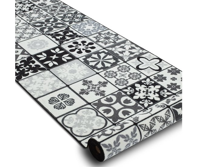 Alcatifa do corredor com reforçado de borracha AZULEJO PATCHWORK 100x790 Cinza