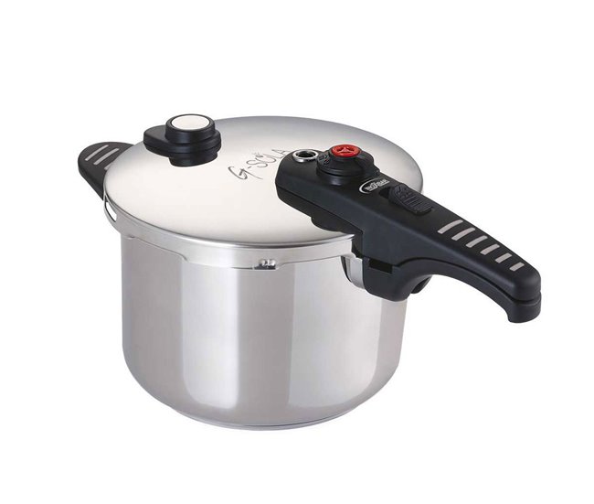 G-sola panela de pressão 8?l – aço inoxidável 18/10, tripla segurança, níveis rápido e super rápido, compatível com indução e lava-louças, inclui livro de receitas david de jorge