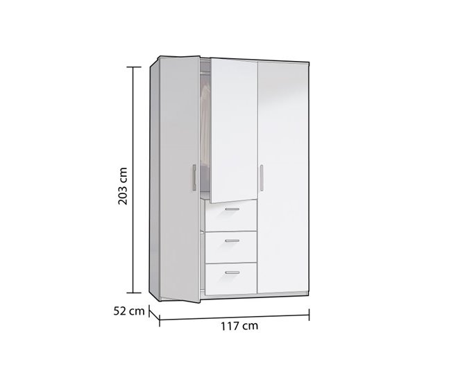 Armário de 3 portas Lexor Branco Brillo
