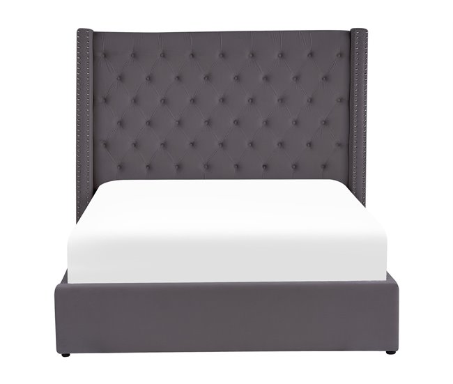 Beliani Cama com armazenamento Veludo LUBBON 170x217 Cinza