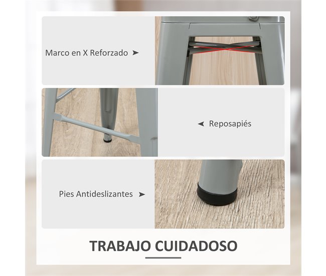Bancos de Bar Metal HOMCOM, casa - cadeiras Cinza