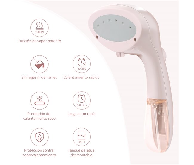 Escova de Engomar a Vapor Vertical PC HOMCOM Rosa