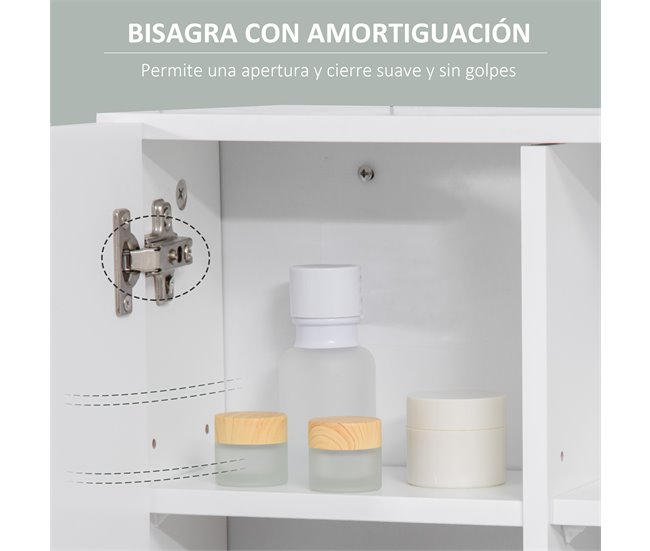 Armário Casa de Banho com Espelho MDF e Vidro kleankin 54 Branco