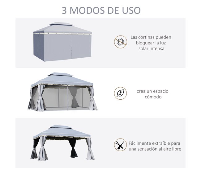 Pérgola Alumínio e Poliéster Outsunny 290x390 Cinza