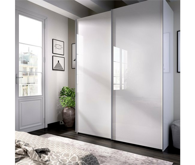 Armário 2 portas com efeito madeira Branco