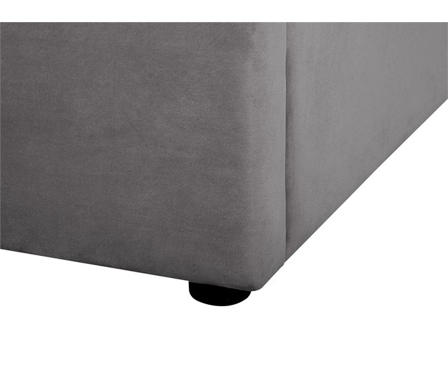 Beliani Cama com armazenamento Veludo LUBBON 210x217 Cinza