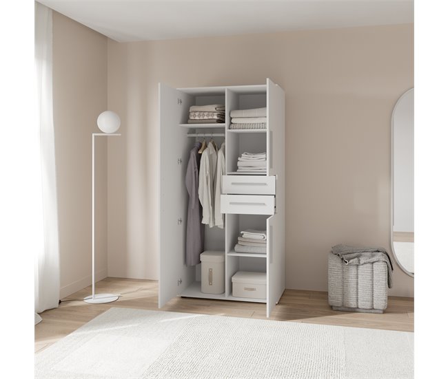 Roupeiro VERSATIL com 3 portas e 2 gavetas branco Branco