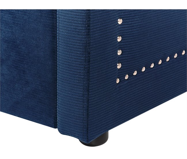 Beliani Cama com estrado Bombazine MIMIZAN Azul Marino