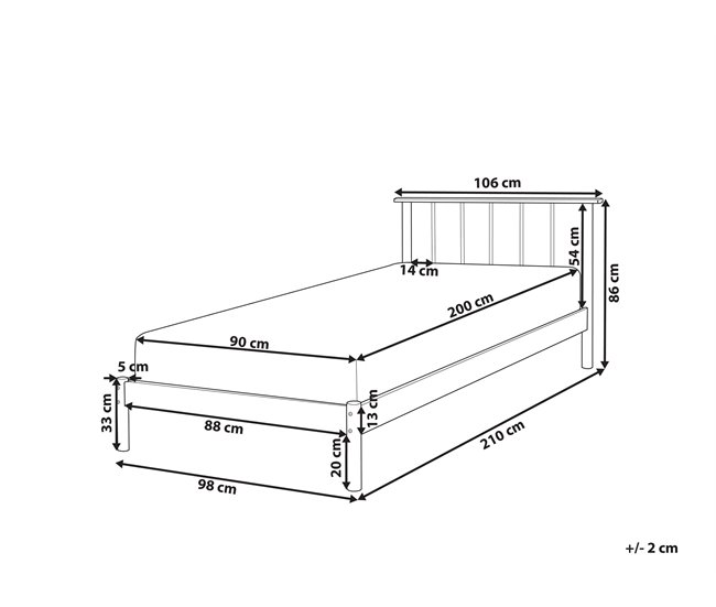 Beliani Cama com estrado Pinho BARRET 106x210 Castanho