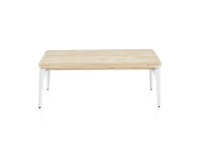 Mesa de centro elevatória Padma 120x60 Branco/ Madeira