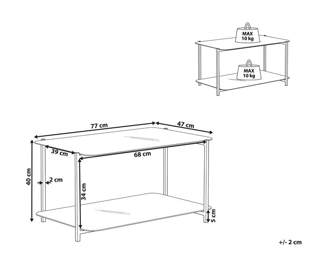 Beliani Mesa de centro GLOSTER 77x47 Preto