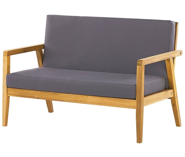 Beliani Conjunto lounge Madeira de acácia PALLANO Cinza Escuro