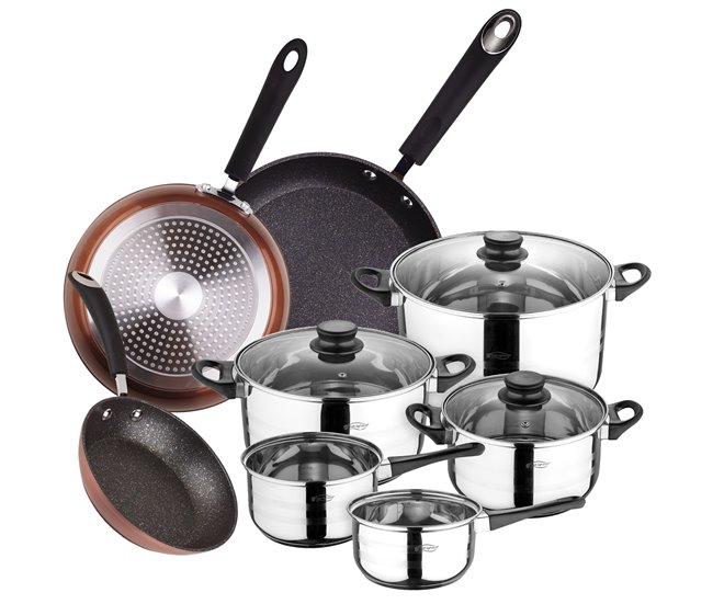 Bateria de cozinha de 8 peças Multicor