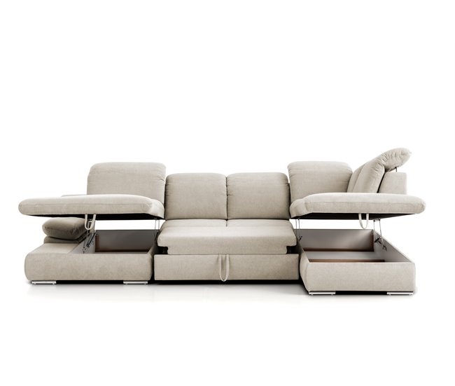 Sofá de canto ISONA com cama Bege