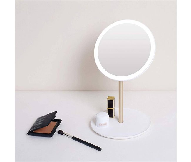 Espelho Well Home com luzes LED recarregáveis ​​e ajustáveis ​​e carregamento USB Branco