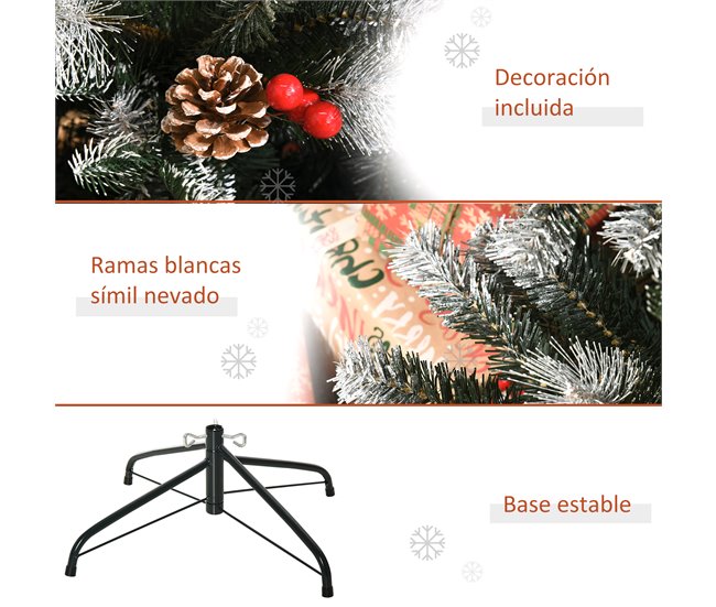 Árvore de Natal PVC, PE, Aço HOMCOM, casa - natal Verde