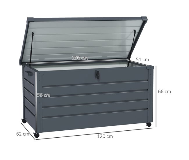 Baú de Armazenamento aço galvanizado Outsunny Cinza