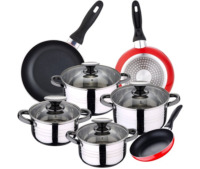 Bateria de 8pc adequada para indução + 3 panelas Multicor