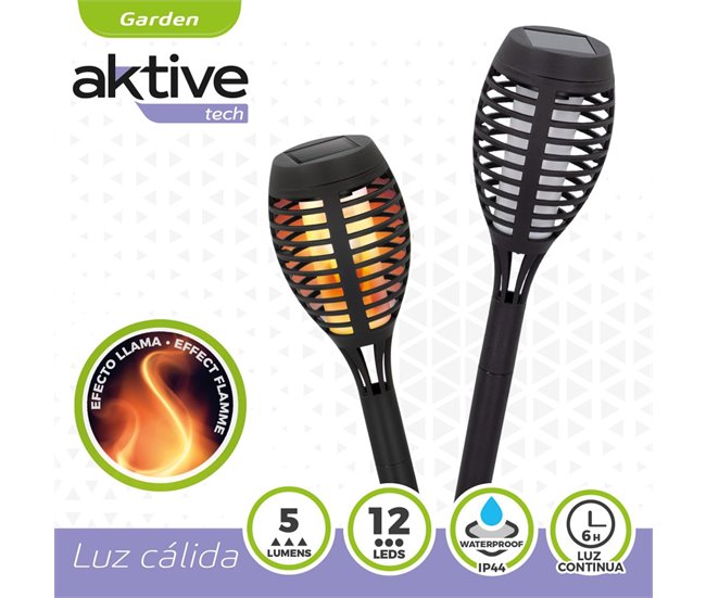 Pack 4 de jogo solar de efeito de chama Aktive Tech Preto
