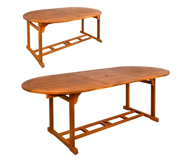 Mesa de jardim oval extensível em acácia para 8 pessoas Aktive Madeira