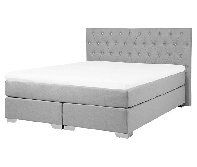 Beliani Cama continental Poliéster DUCHESS 171x211 Cinza Claro