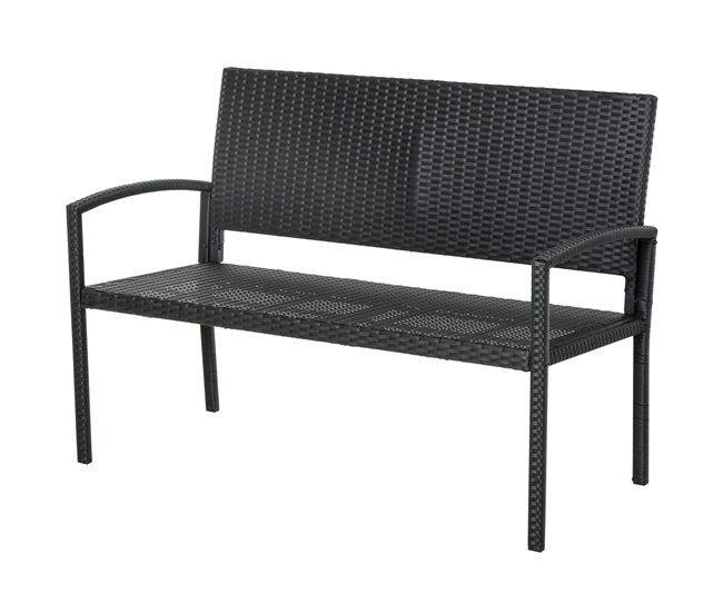 Banco Jardim Vime PE, Aço Outsunny 122x60 Preto