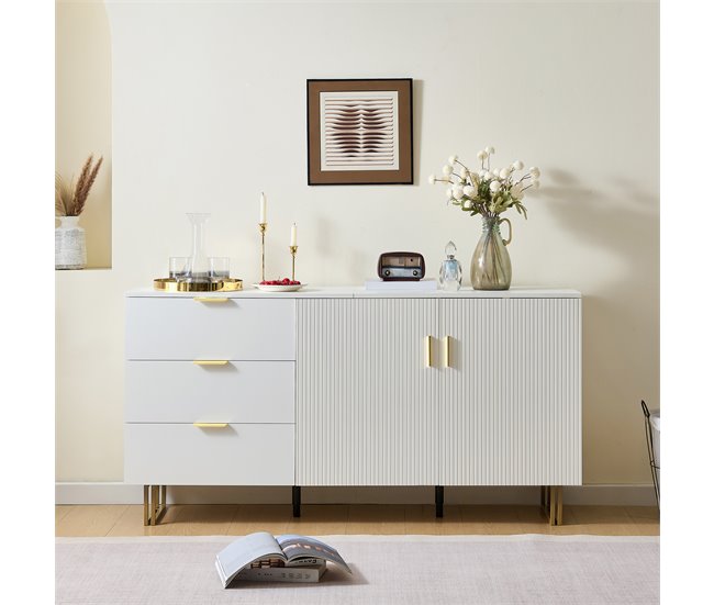 Aparador com 2 portas e 3 gavetas Branco