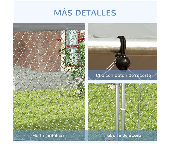 Canil de Exterior Aço galvanizado, tecido Oxford PawHut Prata