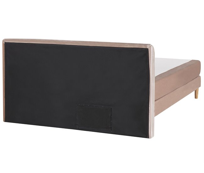 Beliani Cama continental Veludo MARQUISE 191x213 Rosa Talco