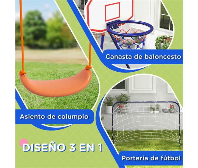 Baloiço para Crianças Aço, Polietileno Outsunny Multicor