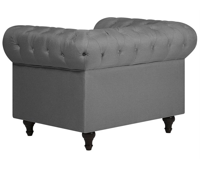 Beliani Conjunto de sofás CHESTERFIELD Cinza Claro