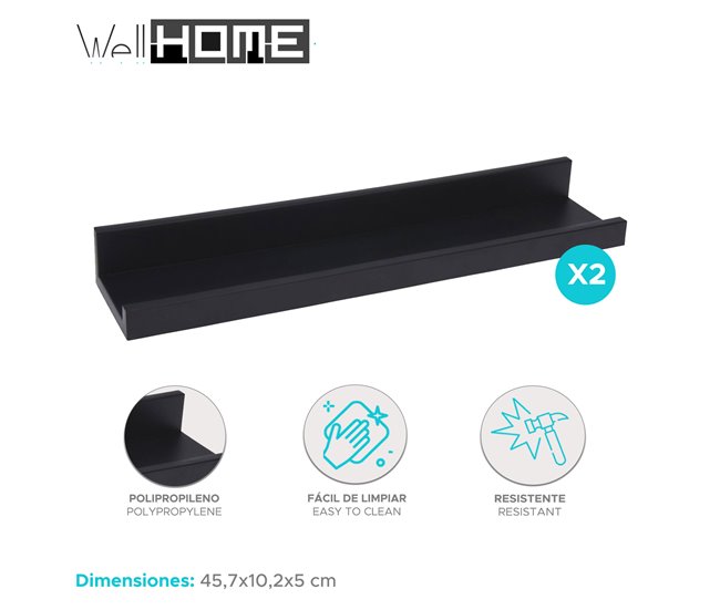 Well Home Conjunto de 2 prateleiras de exibição Preto