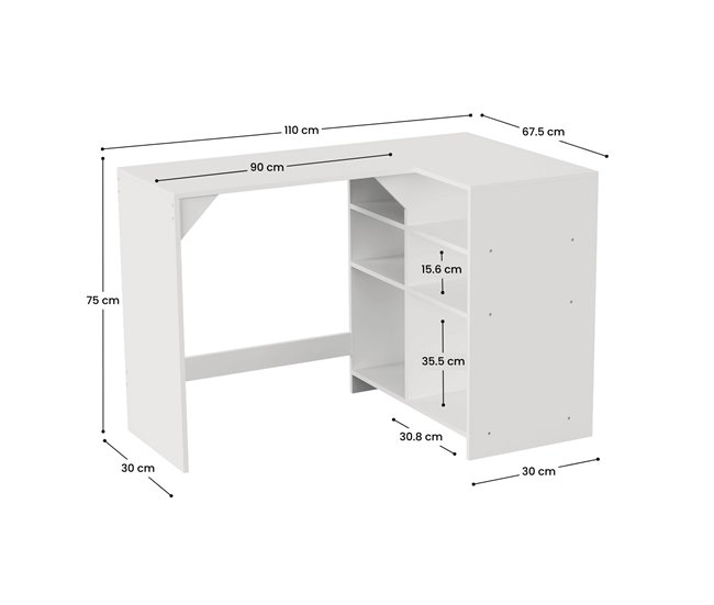 Secretária de Canto Reversível SpaceQub 67x110 Branco