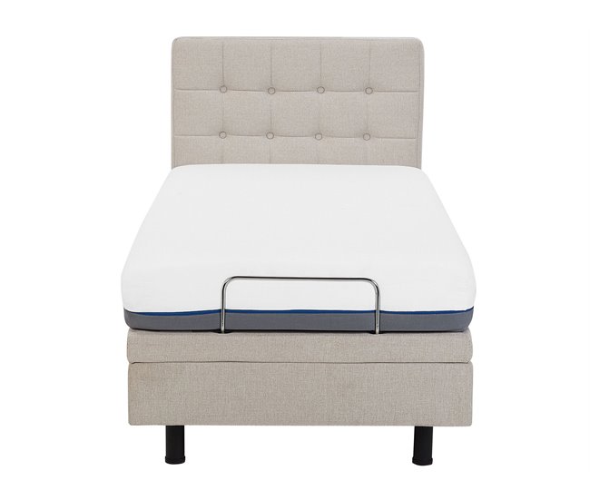 Beliani Cama com estrado Poliéster DUKE 92x216 Bege