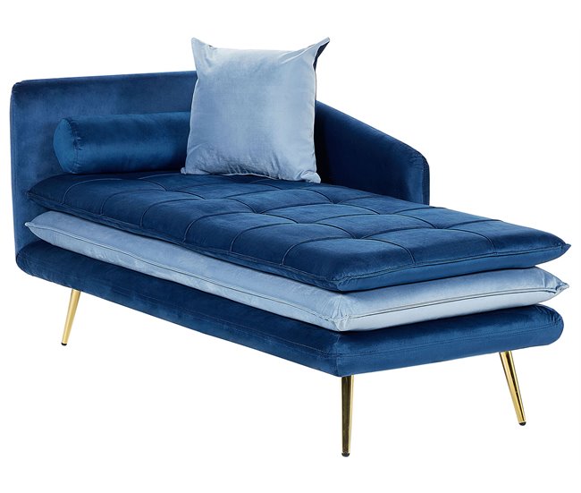 Beliani Chaise longue izquierdo Terciopelo GONESSE Azul Marino