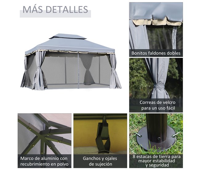 Pérgola Alumínio e Poliéster Outsunny 290x390 Cinza