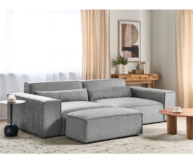 Sofá modular 2 lugares com repousa-pés HELLNAR Cinza
