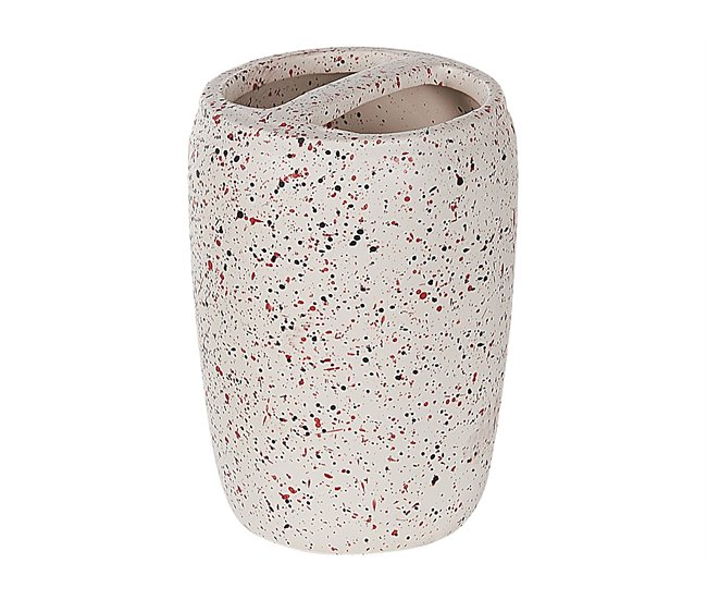 Beliani Conjunto de acessórios de banho PALMILLA Branco/ Bege