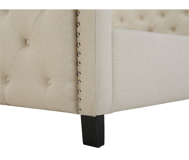 Beliani Cama com estrado Poliéster AUREL 174x216 Bege