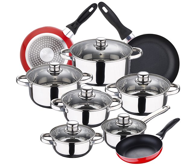Bateria de cozinha 12 peças com jogo de patch Inoxidavel