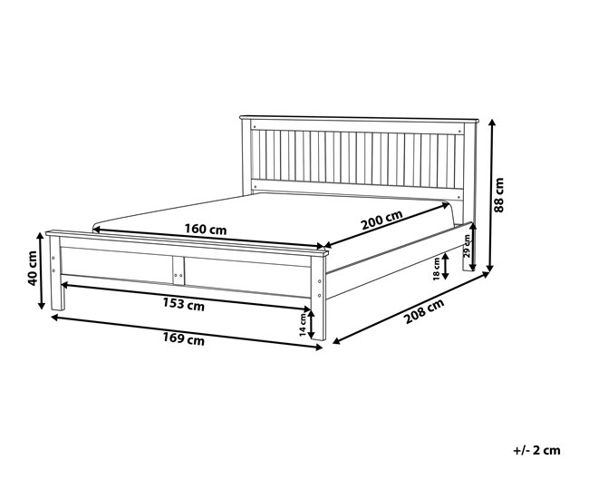 Beliani Cama com estrado Pinho MAYENNE 169x208 Castanho