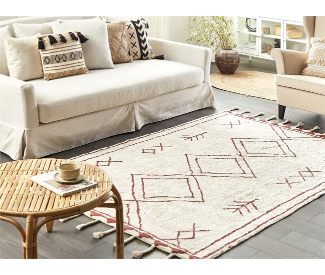 Beliani Pelos curtos KENITRA 140x200 Branco/ Bege