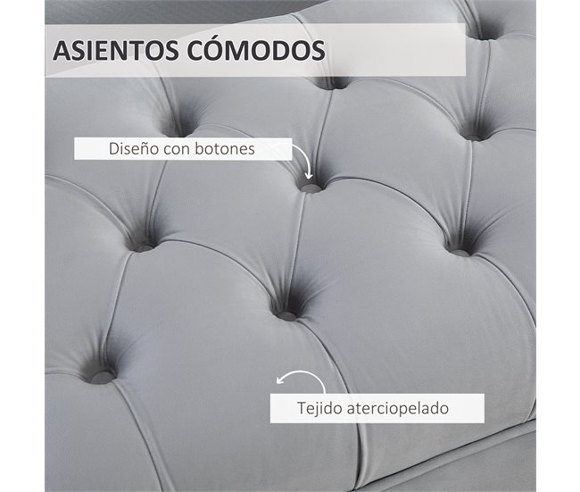 Banco de Pé de Cama Poliéster, espuma e metal HOMCOM Cinza