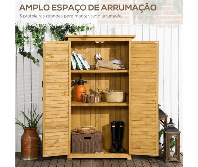 Armário de Madeira Madeira de Abeto Outsunny Castanho