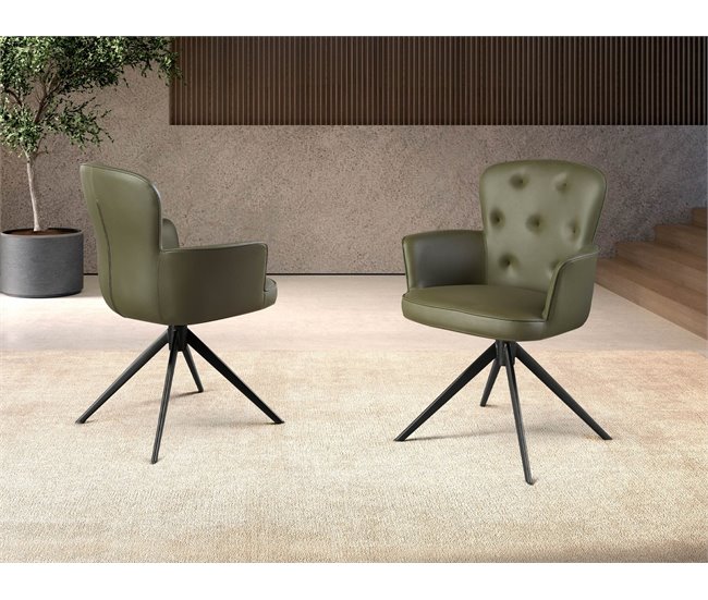 ANGEL CERDA Cadeira giratória em pele de verde escuro Verde