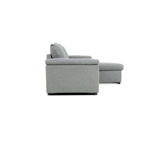 Chaise longue com cama ANTON reversível 3 lugares cinza Cinza