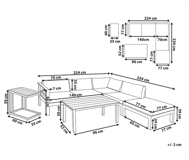 Beliani Conjunto lounge MESSINA Branco
