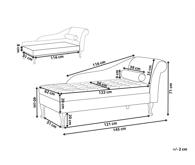 Beliani Chaise longue à direita Veludo PESSAC Azul/ Verde